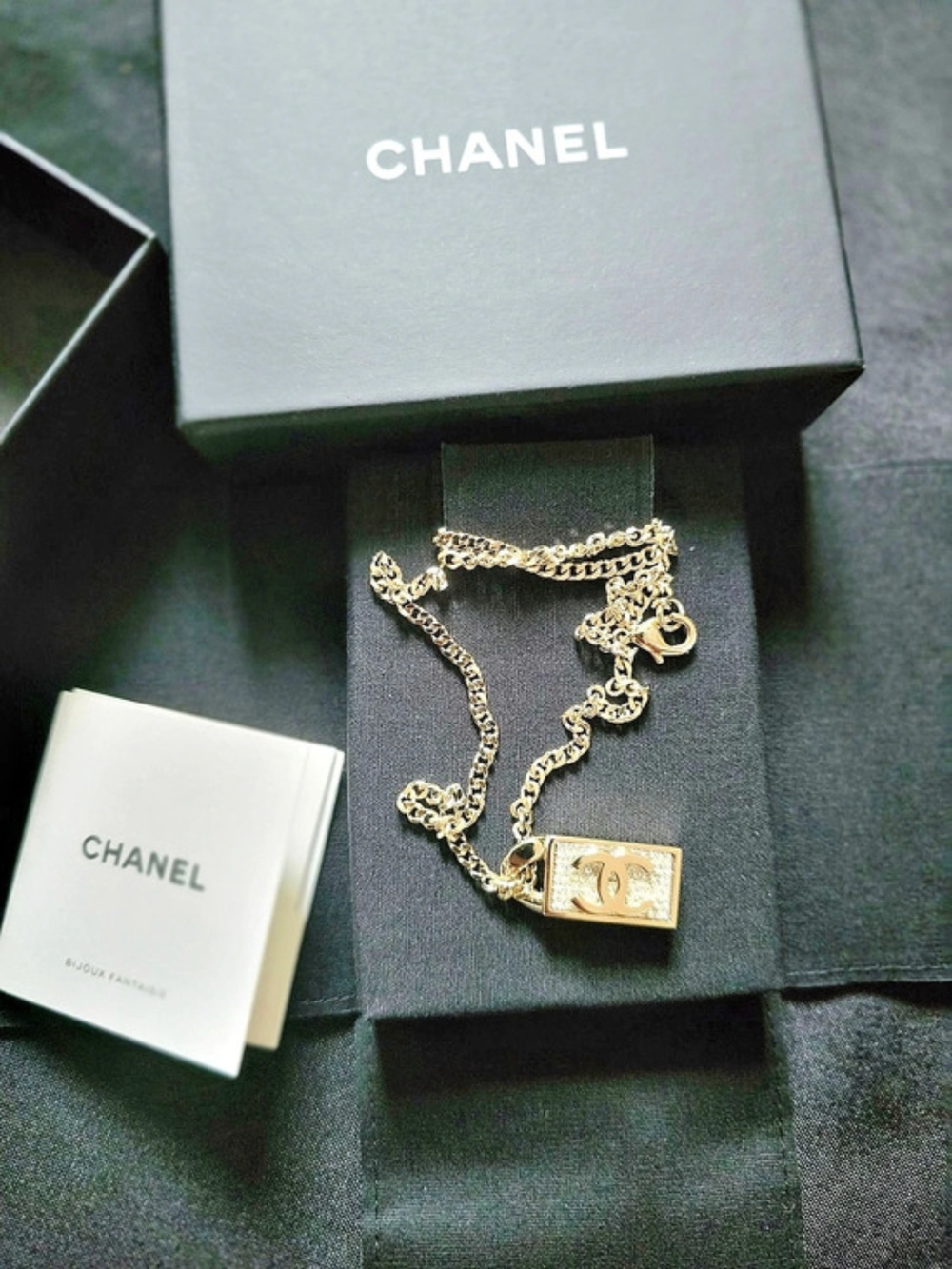 Authentic Chanel Gold-Tone Pendant Necklace Like New.
